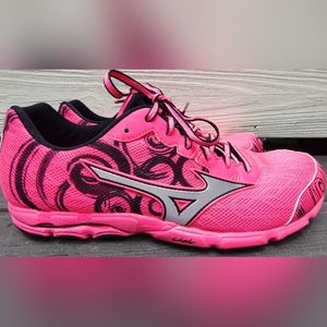 Mizuno Womens Wave Hitogami Mesh Hot Pink Running Walking Shoes Sneakers Size 8